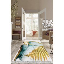 Viyana Home Dijital Baskılı Kaymaz Taban Yıkanabilir Yaprak Desen Salon Halısı Mutfak Halısı Yolluk VH-HS-562