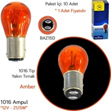 Tas 12V 1016 Ampul Yakın Tırnak 21/5W BAZ15D Amber SL3708 (10 Lu)