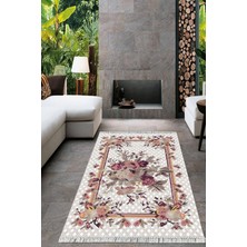 Viyana Home Dijital Baskılı Kaymaz Taban Yıkanabilir Çiçekli Salon Halısı Mutfak Halısı Yolluk VH-HT-451