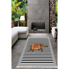 Viyana Home Dijital Baskılı Kaymaz Taban Yıkanabilir Fil Desen Salon Halısı Mutfak Halısı Yolluk VH-HT-609