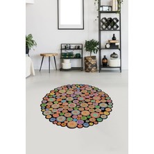 Viyana Home Dijital Baskılı Kaymaz Yıkanabilir Yuvarlak Lazer Kesim Salon Halısı Mutfak Halısı VHL-HT-1607