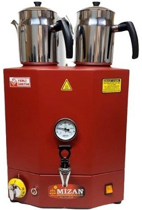 mizan 2 Demlikli Jumbo Çay Makinesi Kırmızı 30 Lt