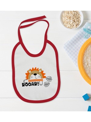 Bk Kids Roar Tasarımlı Kırmızı Bebek Mama Önlüğü-1
