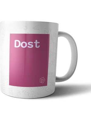 Pixxa "dost" Tanımı Komik - Pembe Kupa Bardak