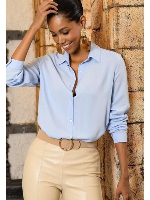 Rengamoda Dokuma Viskon Kumaş Basic Gömlek (Renk Seçenekli)