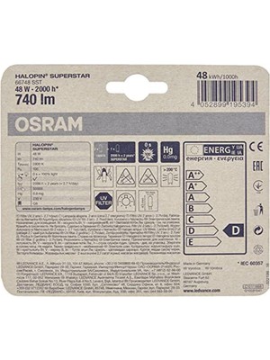 Osram 4052899195394 Halojen Pin 48W G9 Duy Sarı Işık, 2'li Paket, Boy:4.3cm En:1.4cm