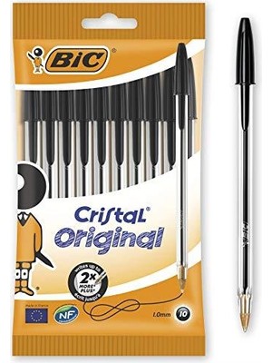Bic Cristal Medium Siyah Tükenmez Kalem 10'lu Poşet 1.0 mm Orta Kalınlıkta Yazma Deneyimi