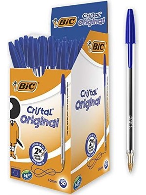 Bic Cristal Medium Tükenmez Kalem, Mavi, 50'li Kutu