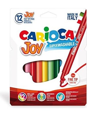 Carioca Joy Süper Yıkanabilir Keçeli Boya Kalemi 12'li Renkli ve Toksik Olmayan Mürekkep