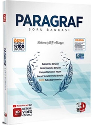 Dnz 3D Yayınları YKS Paragraf Tamamı Çözümlü Soru Bankası Mesleki Hazırlık İçin Mehmet Ali Yerlikaya