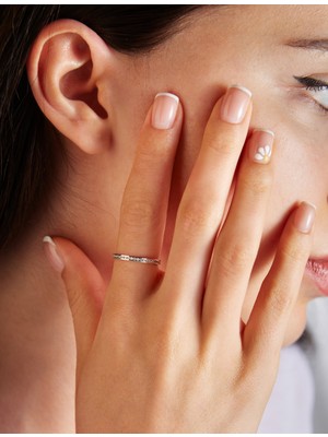 Nilvera Kuyumculuk 14 Ayar Beyaz Altın Tamtur Yüzük