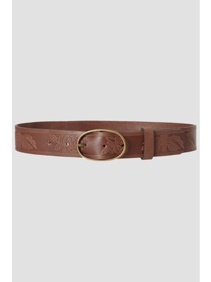 WRANGLER Kadın %100 Deri Camel Kemer
