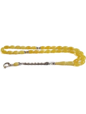 925 Gümüş Damla Kehribar Tesbih Model-14