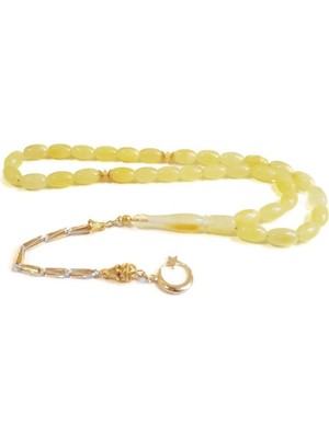 925 Gümüş Damla Kehribar Tesbih Model-8