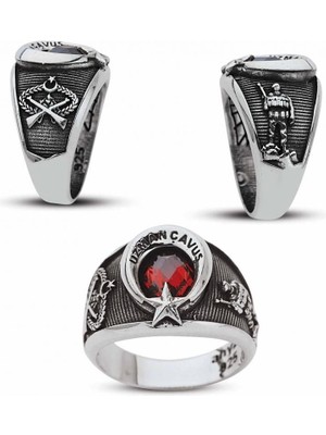 925 Gümüş 925 Ayar Gümüş Ayyıldız Model Uzman Çavuş Yüzüğü