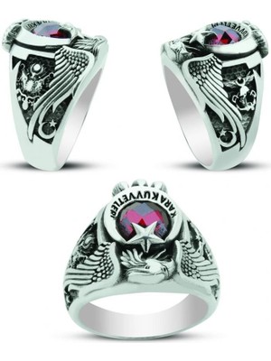 925 Gümüş 925 Ayar Gümüş Kara Kuvvetleri Kartal Başlı Pençeli Yüzük