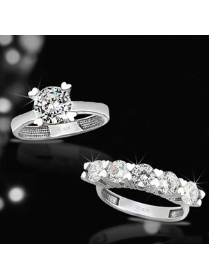 925 Gümüş 925 Ayar Gümüş  Tektaş Beştaş Yüzük