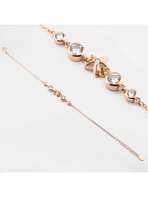 925 Gümüş 925 Ayar Gümüş Tek Taş  ve Yıldız Bayan Bileklik