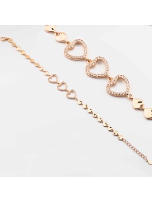 925 Gümüş 925 Ayar Gümüş Zirkon Taşlı  Kalpli Bayan  Bileklik