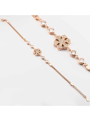 925 Gümüş 925 Ayar Gümüş Kar Tanesi Tek Taş Bileklik