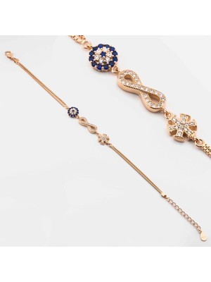 925 Gümüş 925 Ayar Gümüş Nazar Boncuklu Kar Tanesi Sonsuzluk Bileklik