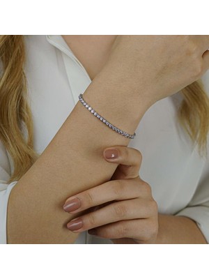 925 Gümüş 925 Ayar Gümüş Su Yolu Bileklik Model 2