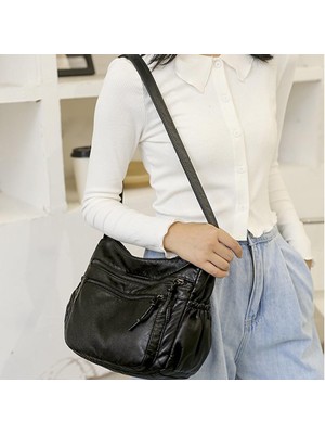 Crossbody Çanta Kadın Kılıfları Çanta Gündelik Iş Bayanlar Hobo Omuz Çantası B-BLACK-26X10X20CM