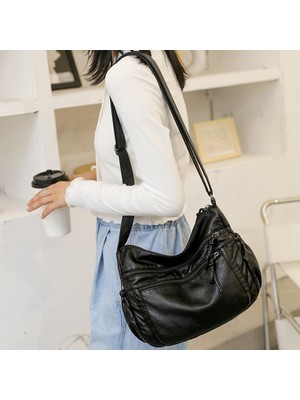 Crossbody Çanta Kadın Kılıfları Çanta Gündelik Iş Bayanlar Hobo Omuz Çantası B-BLACK-26X10X20CM