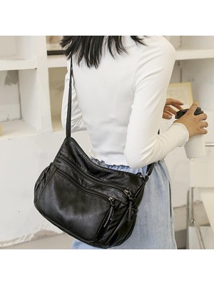 Crossbody Çanta Kadın Kılıfları Çanta Gündelik Iş Bayanlar Hobo Omuz Çantası B-BLACK-26X10X20CM