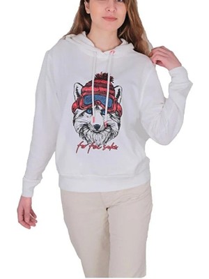 Bad Bear Snowfox Kadın Beyaz Sweatshirt