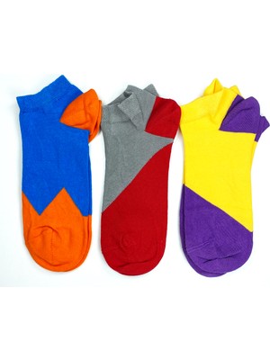 Oresse 3 Çift Geometrik Desen Renkli Pamuklu Kadın Bilek Çorap
