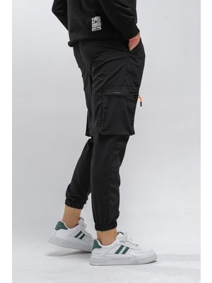 Oksit Baltassare Slim Fit Fermuar Detaylı Paraşüt Kargo Cepli Erkek Eşofman Alt