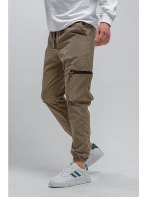 Oksit Baltassare Slim Fit Fermuar Detaylı Paraşüt Kargo Cepli Erkek Eşofman Alt