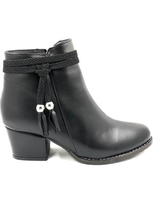 Punto 425055 Siyah 5 Cm Fermuarlı Kadın Bot