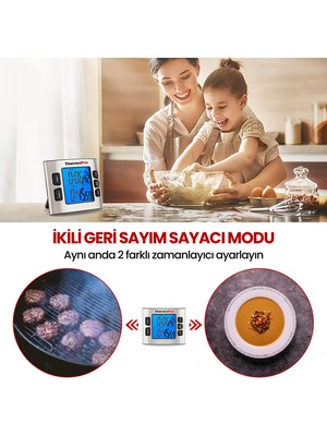 Npo Thermopro TM02 Mutfak, Spor, Ders Için Alarmlı, Işıklı, Çift Geri Sayımlı Kronometre ve Dijital Saat