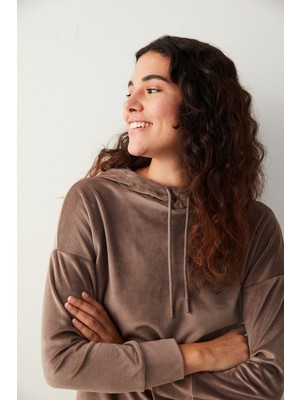 Penti Lıght Brown Soft Velvet Sweatshirt