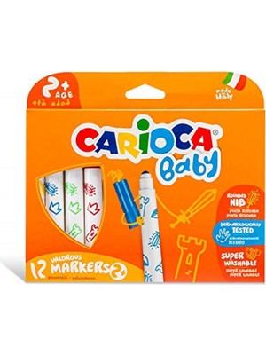 Carioca Jumbo Bebek Yıkanabilir Keçeli Boya Kalemi 12'li Renkli ve Eğlenceli Tasarım
