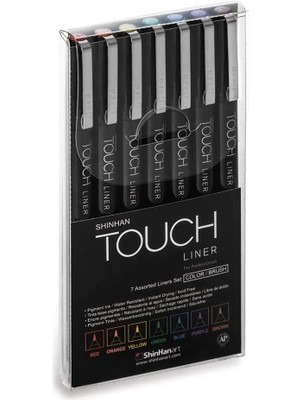 Shinhan Art Shinhan : Touch Liner Fırça Uçlu Çizim Kalem Seti : 7 Renk