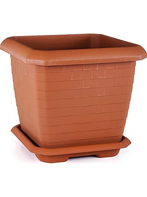 Serinova HK04 Hisar Kare Saksı No:4 Tabaklı 44,2 Cm, 44 Litre Kiremit
