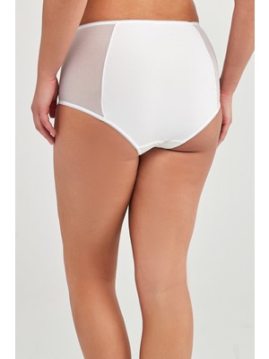 Beauty Mesh Yüksek Bel Beyaz Slip Külot