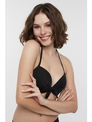 Penti Siyah Basic Fiyonk Detaylı Ekstra Dolgulu Push-Up Bikini Üstü