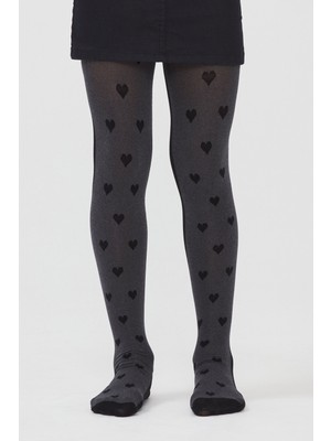 Penti Kül Melanj Pretty Mini Heart Dot Külotlu Çorap