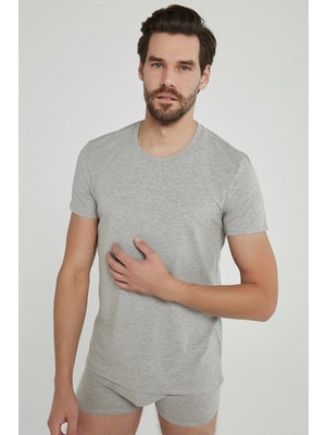 Penti Erkek Gri Melanj Basic Regular 2'li Tişört
