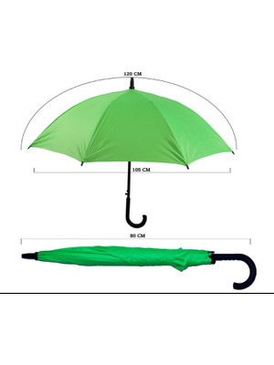 Sunlife 8 Telli Otomatik Fiberglass Baston Yeşil Renkli Yağmur Şemsiyesi