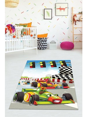 Viyana Home Dijital Baskılı Kaymaz Taban Yıkanabilir Modern Arabalı Çocuk Odası Halısı VHÇ-HP-693