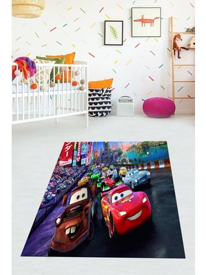 Viyana Home Dijital Baskılı Kaymaz Taban Yıkanabilir Modern Arabalı Çocuk Odası Halısı VHÇ-HP-792