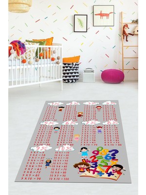 Viyana Home Dijital Baskılı Kaymaz Taban Yıkanabilir Modern Çarpım Tablolu Çocuk Odası Halısı VHÇ-HT-284
