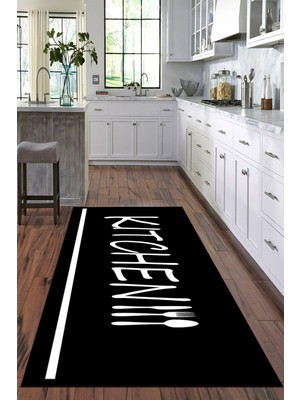 Viyana Home Dijital Baskılı Kaymaz Taban Yıkanabilir Kitchen Yazılı Modern Mutfak Halısı VHM-HM-591