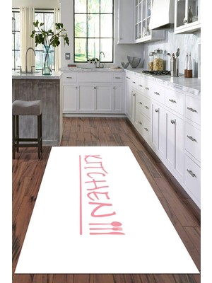 Viyana Home Dijital Baskılı Kaymaz Taban Yıkanabilir Kitchen Yazılı Modern Mutfak Halısı VHM-HT-622