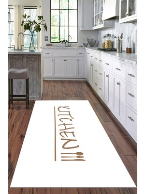 Viyana Home Dijital Baskılı Kaymaz Taban Yıkanabilir Kitchen Yazılı Modern Mutfak Halısı VHM-HT-623